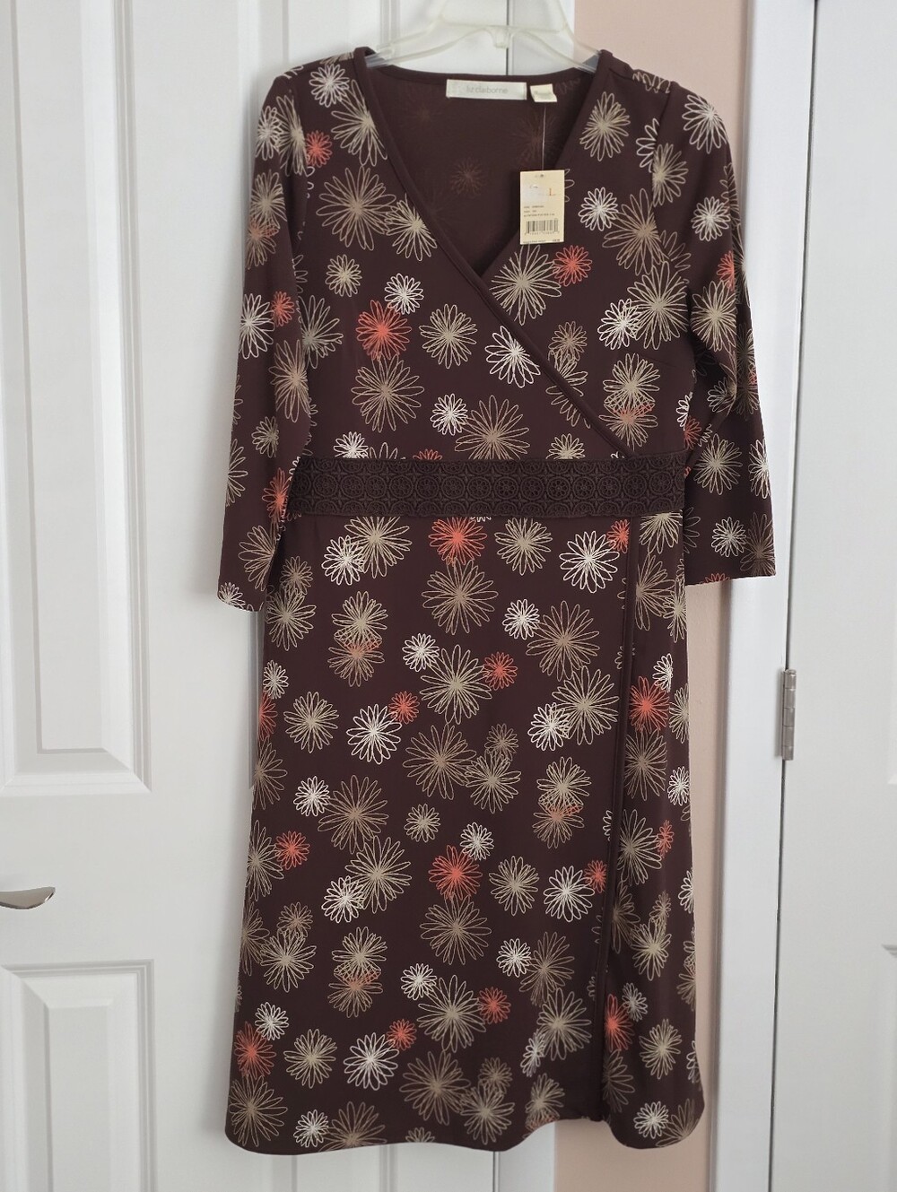 NWT Liz Claiborne Floral Faux Wrap Midi Dress size Large